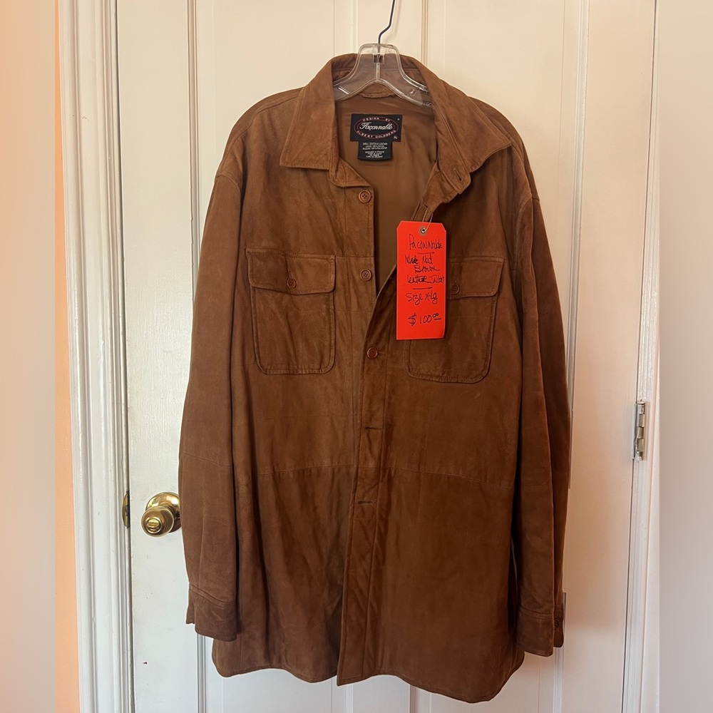 Faconnable Goatskin Leather Lightweight Shirt Jacket